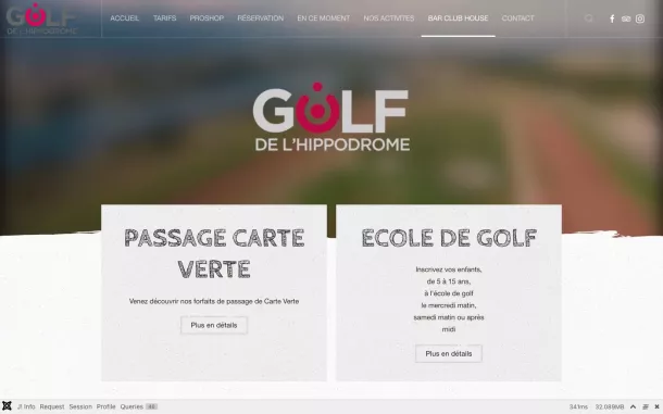 Site internet réalisé pour le Golf de l'Hippodrome à Divonne-les-Bains